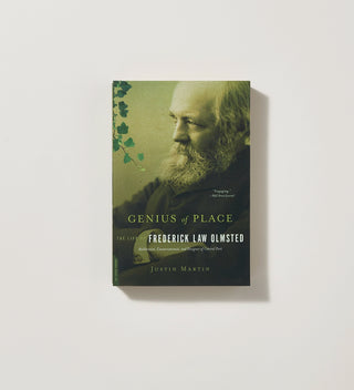 a cover of  a book with a bearded man looking towards the left and a vine and the title Genius of Place