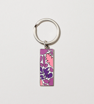 Close-up of pink leaf design keychain