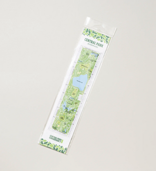 Packaged Central Park bookmark with a detailed map, labeled "Central Park Conservancy"