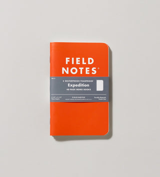 Packaged set of three waterproof and tearproof field notes notebooks