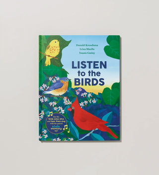 cover of a children's book featuring colorful birds and the title 'Listen to the Birds' 