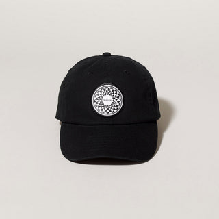 Front image of Black Central Park Conservancy Imagine cap with sewn on patch 