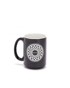 This black, 15-ounce ceramic mug features the “Imagine” mosaic design from the John Lennon memorial at Strawberry Fields. The reverse side has text of "Imagine Mosaic" as well as the identifier of Strawberry Fields as the "International Garden of Peace, C