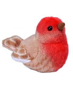 This 5 inch plush is of a house finch, deep red and brown in color, with beaded eyes that when squeezed at the belly produces the authentic bird call from the Cornell Lab of Ornithology's wildlife recordings. The species accurate markings and details are 