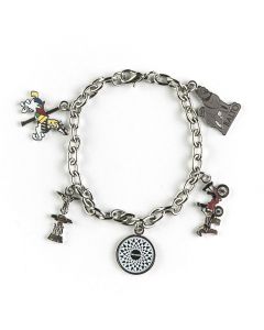 This beautiful charm bracelet features five brightly colored charms inspired by Central Park. The charms depict a carousel horse, the Bethesda fountain, the Balto statue, a horse and carriage and the Imagine mosaic. The bracelet measures 7.5” in length an