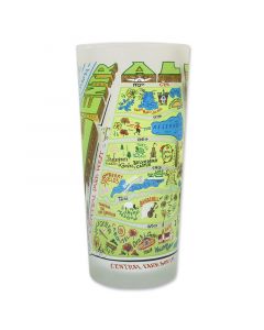 The Central Park drinking glass by Catstudio features a vivid, colorful drawing of the Park and highlights many of its most popular destinations including Shakespeare Garden and Sheep Meadow. The 15 oz. frosted glass is dishwasher safe.
