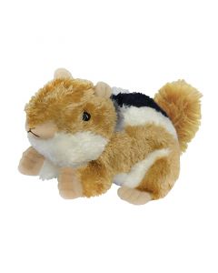 Chip the Chipmunk is a cuddly plush with soft brown fur, a white belly, and black, white, and gray stripes on his back. Chip measures approximately 8" long, is surface washable and loved by all.
