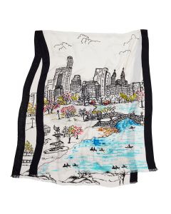 Central Park Seasons in Watercolor Modal Silk Scarf - Limited Edition