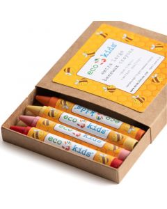 ECO-KIDS extra large beeswax crayons are carefully blended to glide on paper and provide a rich color and smooth texture. Safe and fun for children of all ages, these crayons come packaged in slider box container containing eight 15 gram crayons.