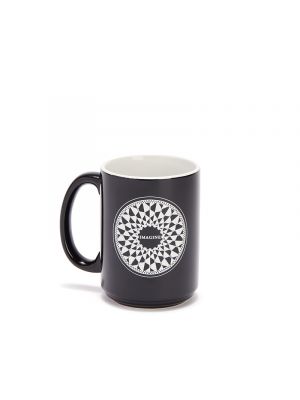 This black, 15-ounce ceramic mug features the “Imagine” mosaic design from the John Lennon memorial at Strawberry Fields. The reverse side has text of 
