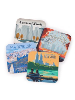 These Central Park themed coasters feature Anderson Design Group's illustrations. Made in the USA, they are heat and water-resistant, feature a deluxe cork-backing. Available in four designs. Dimensions: 3.75