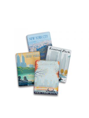 Featuring iconic scenes of Central Park, these 4 extra thick Travel Poster Magnets comes packaged in a clear jewel case. Case size: 2.5
