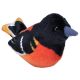 This 5 inch plush is of a Baltimore Oriole, black, yellow, and orange in color, with beaded eyes, that when squeezed at the belly produces the authentic bird call from the Cornell Lab of Ornithology's wildlife recordings. The species accurate markings and