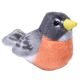 This 5 inch plush is of an American Robin, grey, white, and copper in color, with beaded eyes and a yellow beaks that when squeezed at the belly produces the authentic bird call from the Cornell Lab of Ornithology's wildlife recordings. The species accura