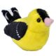 This 5 inch plush is of an American Goldfinch, bright yellow, black, and white in color, with beaded eyes and a light pink beak that when squeezed at the belly produces the authentic bird call from the Cornell Lab of Ornithology's wildlife recordings. The