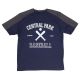 This Navy/Grey baseball tee has a moisture-wicking navy blue body and grey sleeves. A 3.8 ounce, 100% polyester construction makes it perfect for athletic activity.