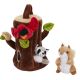 With this cuddly and interactive 9-inch tall plush treehouse feature a squirrel, a racoon, and a cardinal (finger puppets) all nestle comfortably inside this Central Park tree.