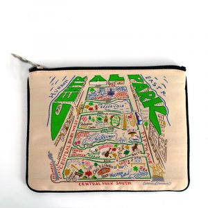 This fun Central Park zip pouch by Catstudio features many of the Parks most iconic destinations. Its handy size of 7 x 5 1/2