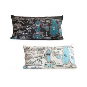 Our exclusive decorative lumbar pillow is hand-designed and crafted, and machine embroidered on high-quality wool fabric. 100% poly insert is included. Comes in Queen size (34